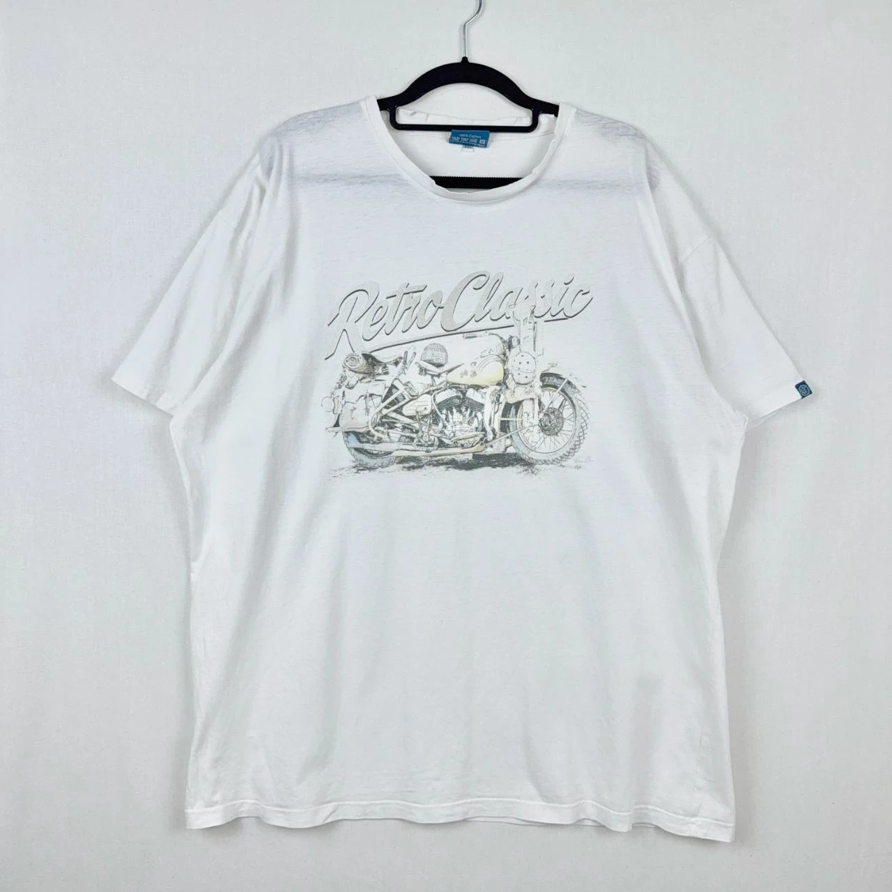 Retro Classic Biker Graphic Tee White XXL